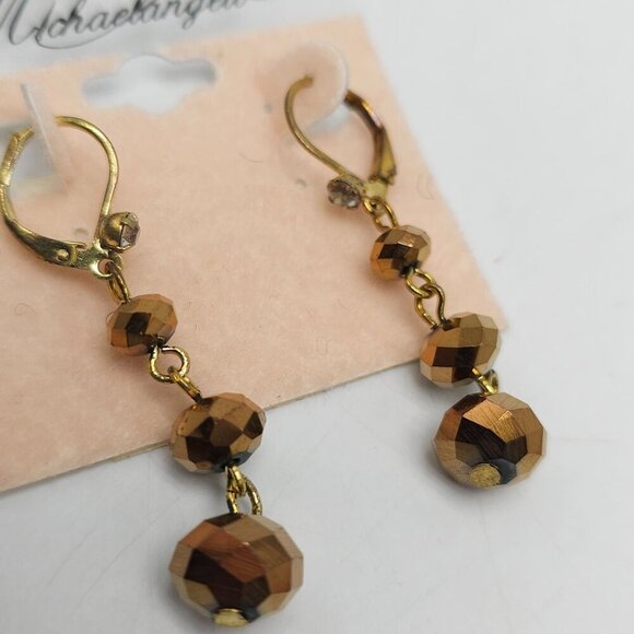 Gold Tone Faceted Bead Earrings Bracelet Set By Michelangelo - Picture 5 of 7